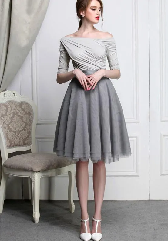 Fashion High Waist Pleated 5 Layers Flared Mesh Short Skirt