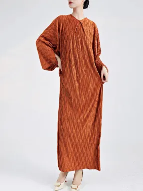 Genuine Pleated Batwing Sleeve Midi Dress
