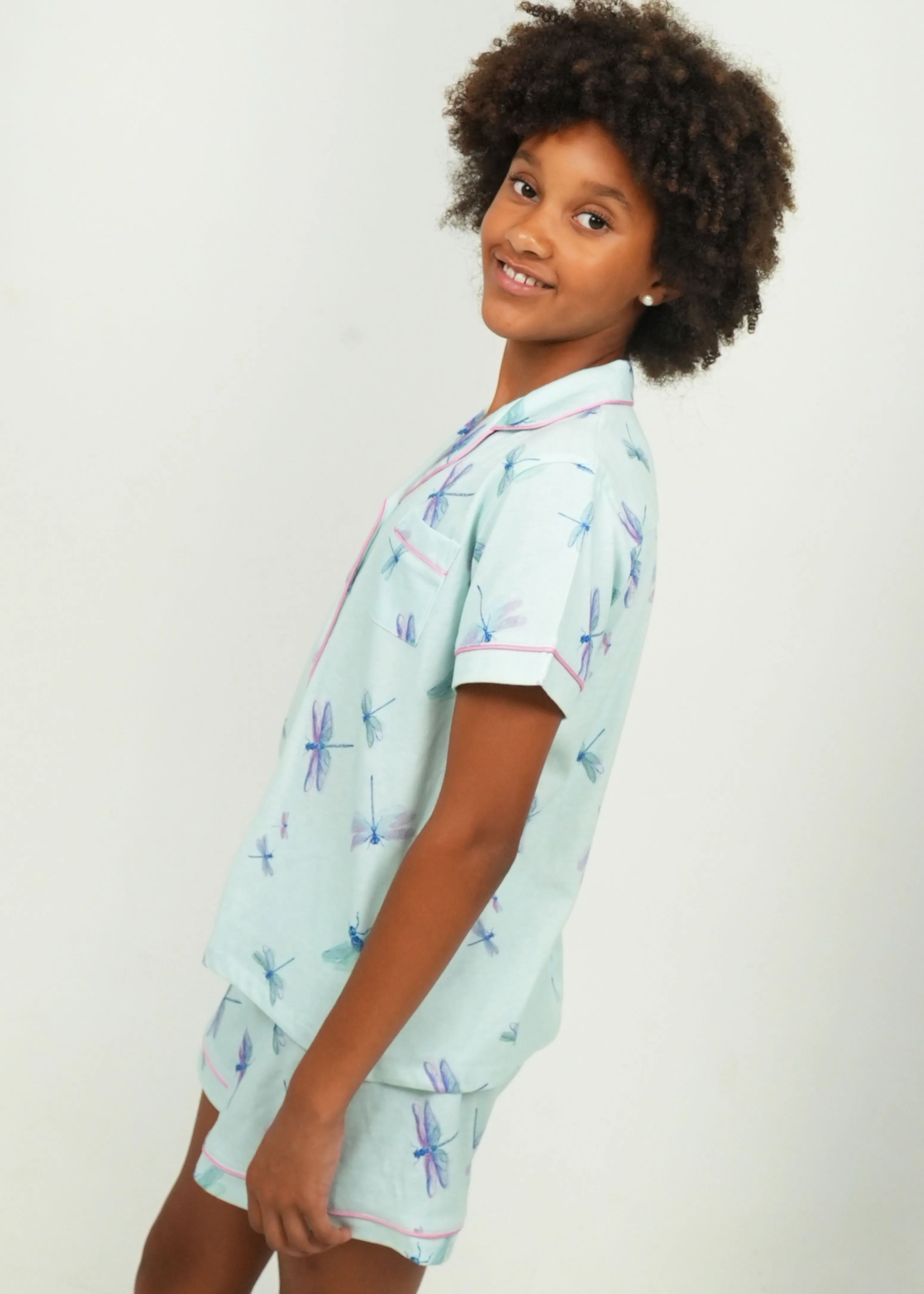 Girls - Dragonflies Jersey Knit Cotton Short PJ Set