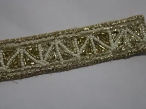 Golden Fancy Beads and Gota Work Embellished Embroidered Border