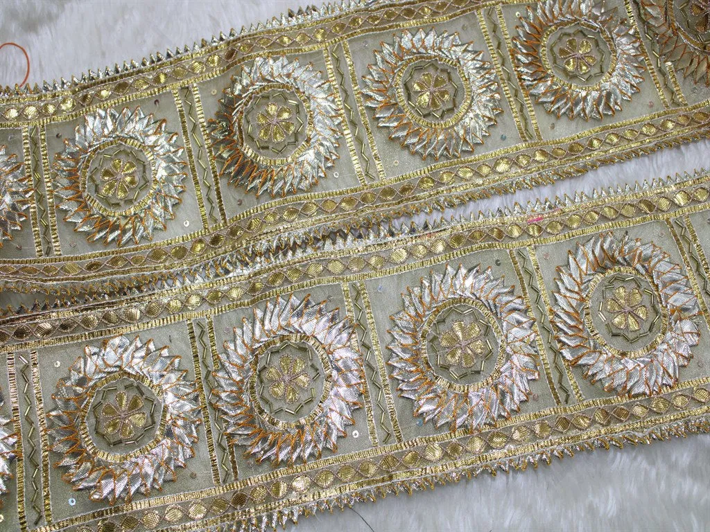 Golden Geometric Gota Trim Embroidered Lace