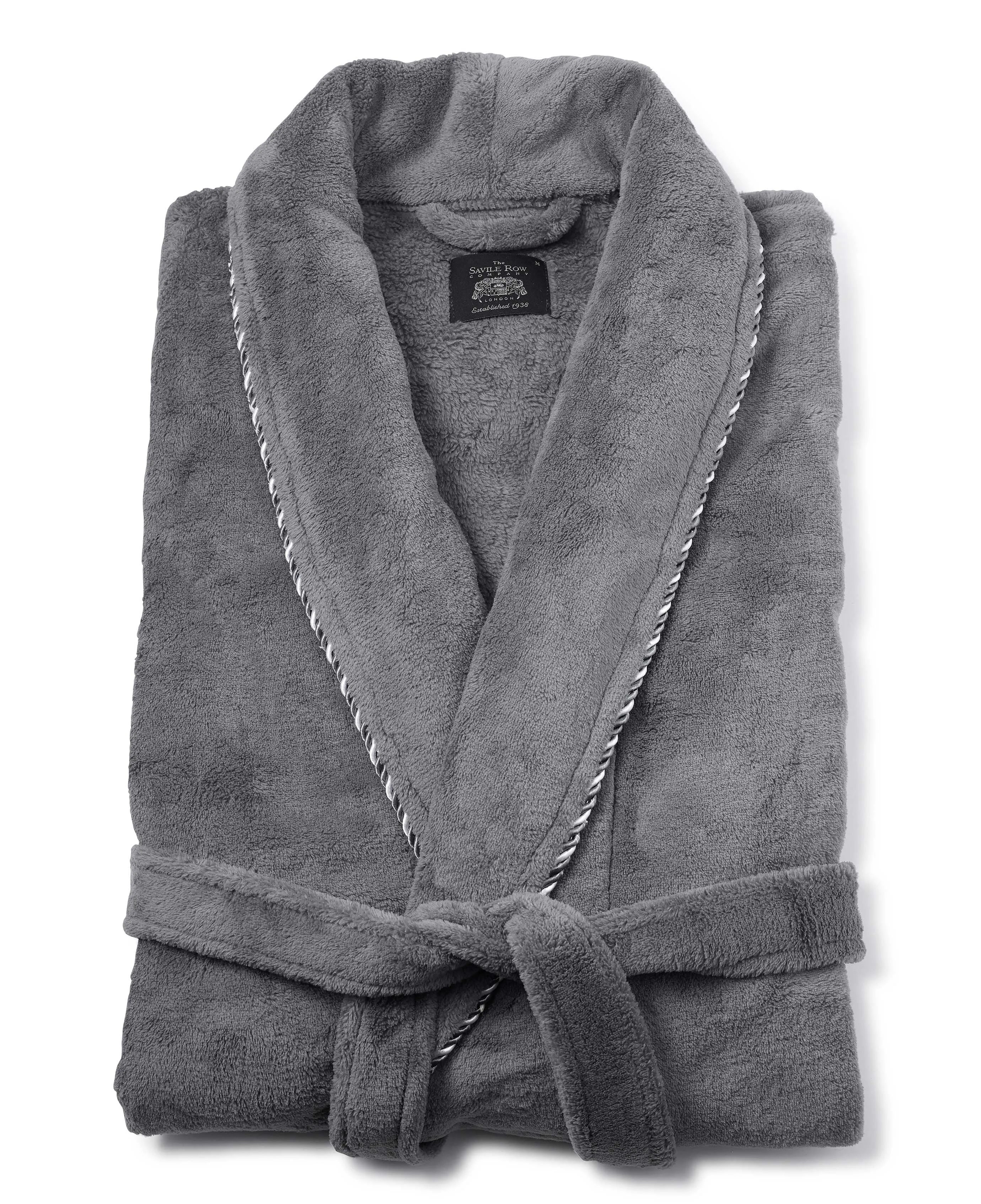 Grey Fleece Rope Edge Dressing Gown