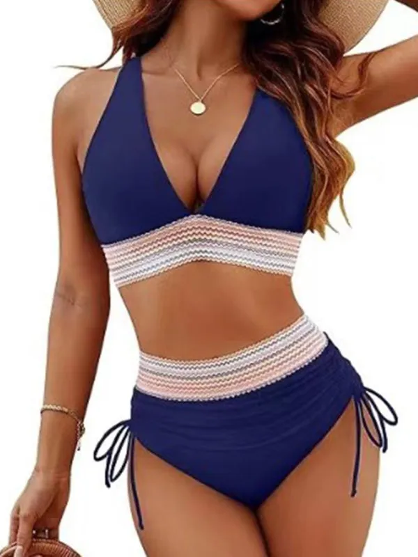 Halter Top & High-Waisted Bikini - Two-Piece Swimsuit