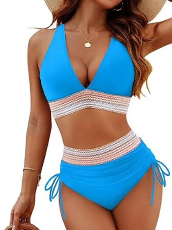 Halter Top & High-Waisted Bikini - Two-Piece Swimsuit