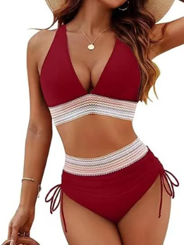 Halter Top & High-Waisted Bikini - Two-Piece Swimsuit
