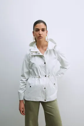 Hooded Parka W Snitched Waist - White