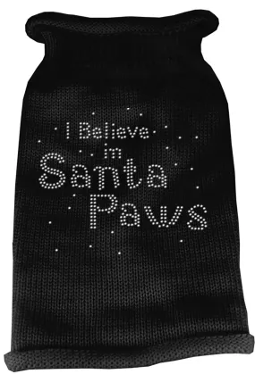 I Believe in Santa Paws Rhinestone Knit Pet Sweater XS Black