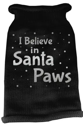 I Believe in Santa Paws Screen Print Knit Pet Sweater XS Black