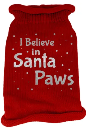 I Believe in Santa Paws Screen Print Knit Pet Sweater XS Red