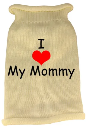 I Heart Mommy Screen Print Knit Pet Sweater MD Cream