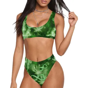 INFINITY GREEN COSMOS Sport Top & High-Waisted Bikini Swimsuit
