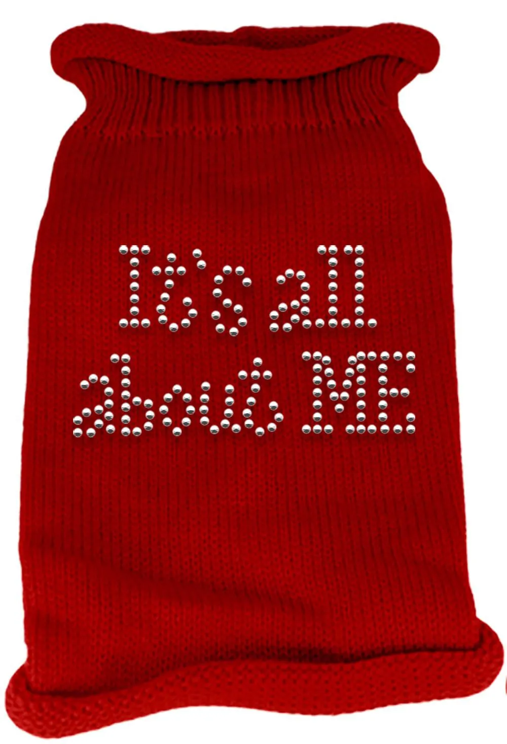 It's All About Me Rhinestone Knit Pet Sweater XL Red