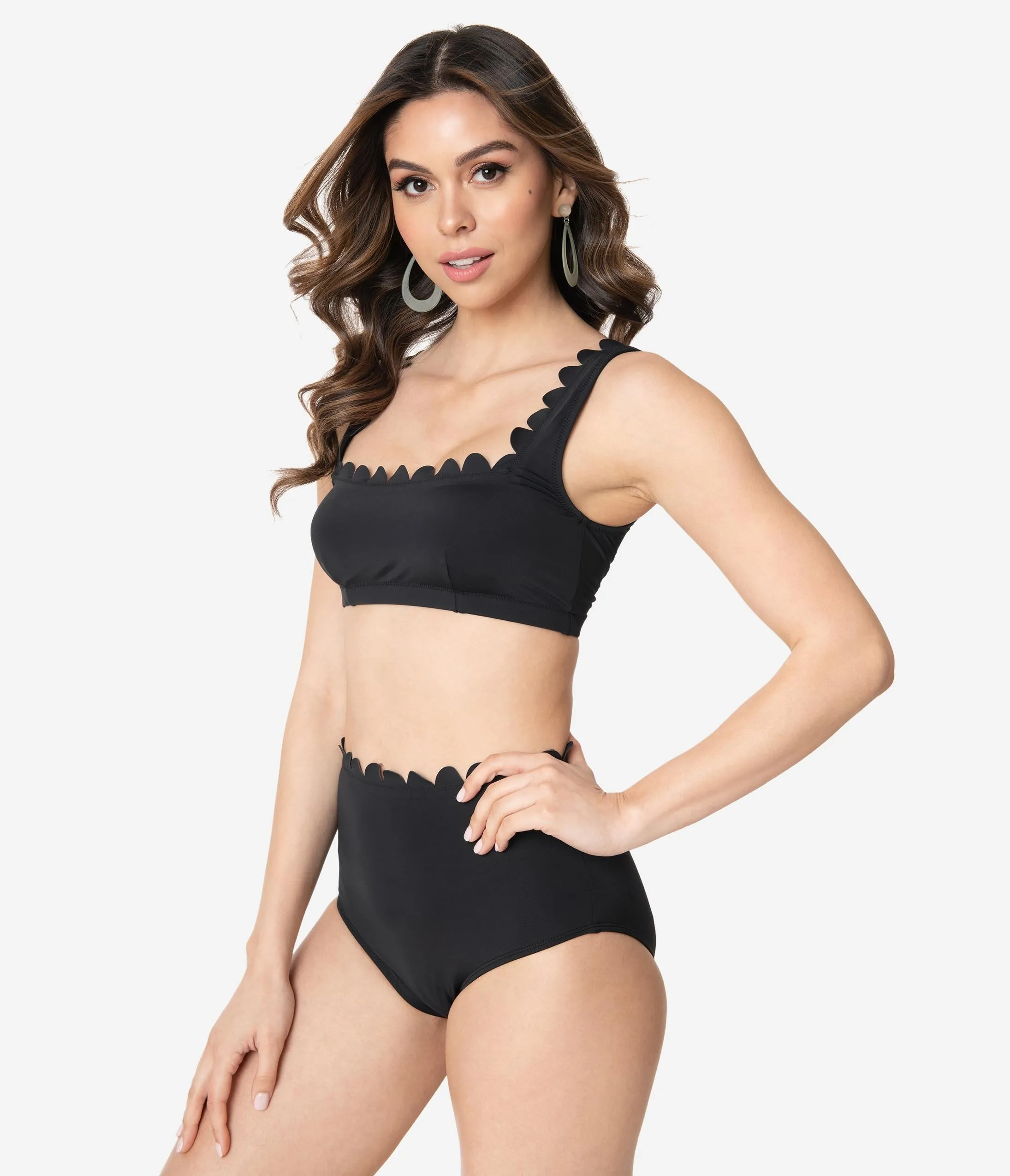 Kingdom & State Black Scalloped Swim Bottoms