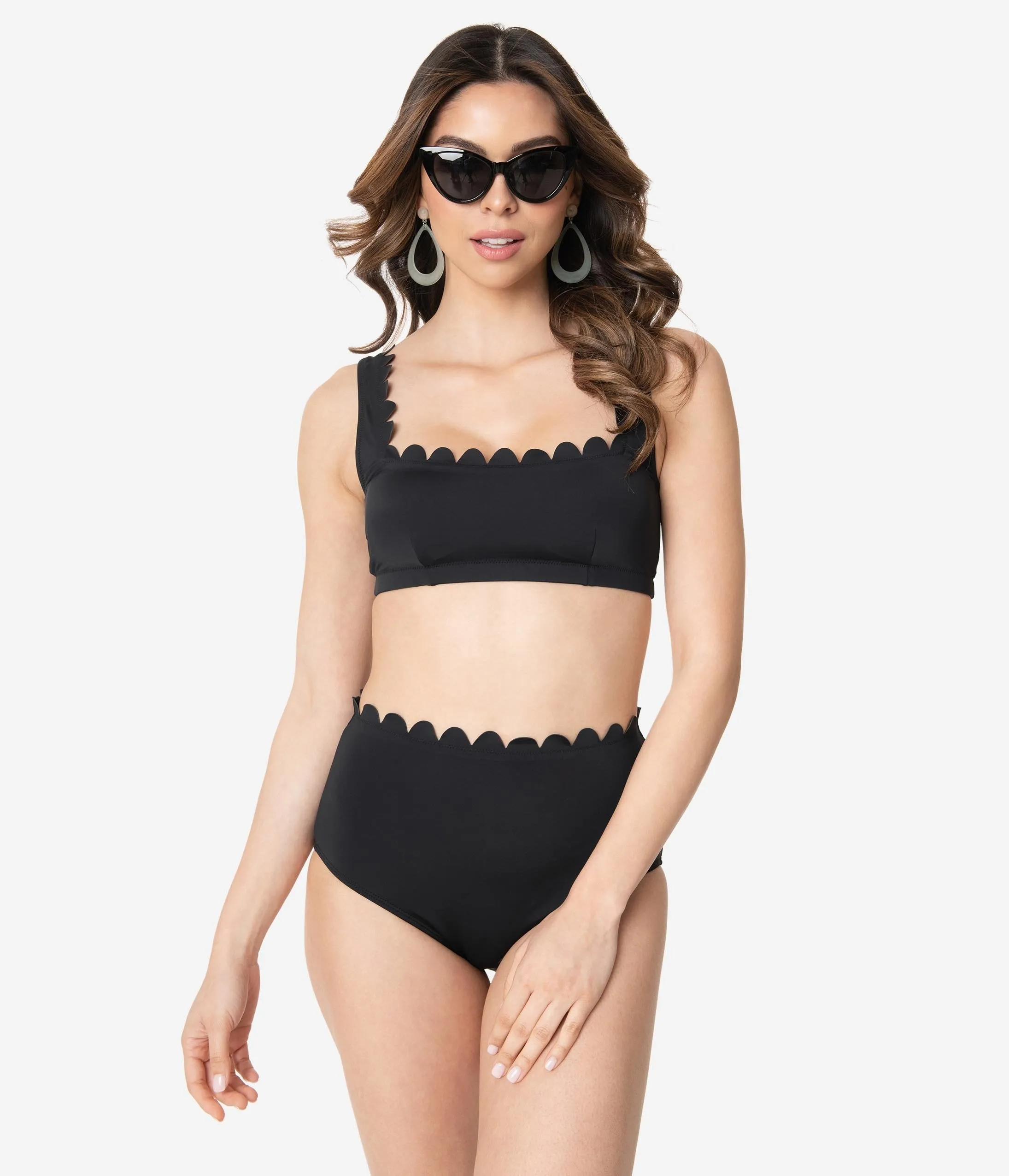 Kingdom & State Black Scalloped Swim Bottoms