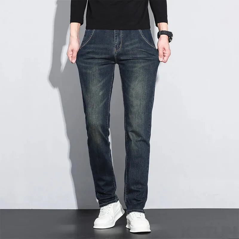 KSTUN 2025 Mens Vintage Jeans Brand Stretch Men Denim Pants Slim Regular Fit Fashion Pockets Designer Men's Trousers Clothing