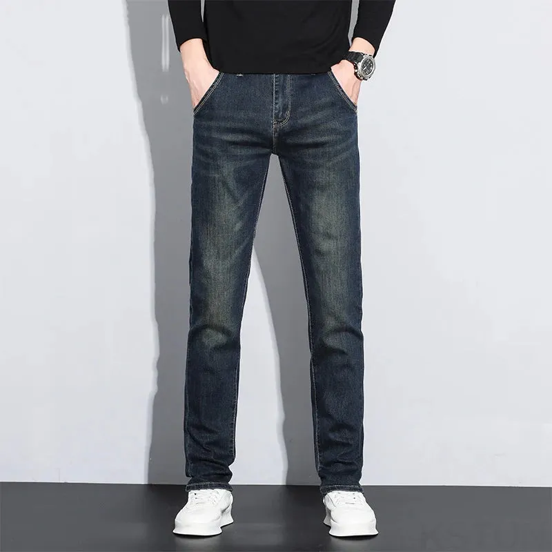 KSTUN 2025 Mens Vintage Jeans Brand Stretch Men Denim Pants Slim Regular Fit Fashion Pockets Designer Men's Trousers Clothing