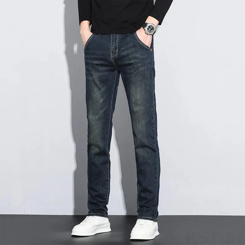 KSTUN 2025 Mens Vintage Jeans Brand Stretch Men Denim Pants Slim Regular Fit Fashion Pockets Designer Men's Trousers Clothing