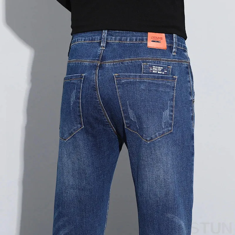KSTUN 2025 Mens Vintage Jeans Brand Stretch Men Denim Pants Slim Regular Fit Fashion Pockets Designer Men's Trousers Clothing