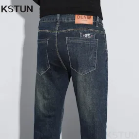 KSTUN 2025 Mens Vintage Jeans Brand Stretch Men Denim Pants Slim Regular Fit Fashion Pockets Designer Men's Trousers Clothing
