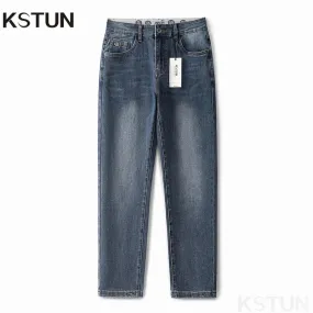 KSTUN Blue Jeans Men Stretch Male Denim Pants Casual Slim Straight High Quality Brand 2024 Newly Men's Clothing Long Trousers