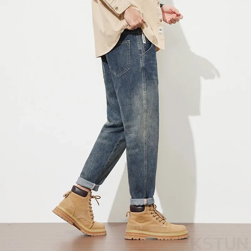 KSTUN Men's Harem Pants Jeans Men Denim Pants Slim Retro Tapered Streetwear Casaul Mens Clothing Vintage 2024 Jeans New Kpop