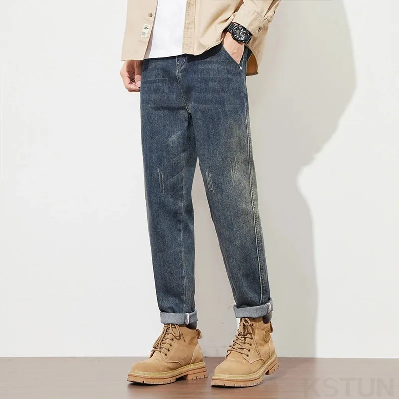 KSTUN Men's Harem Pants Jeans Men Denim Pants Slim Retro Tapered Streetwear Casaul Mens Clothing Vintage 2024 Jeans New Kpop