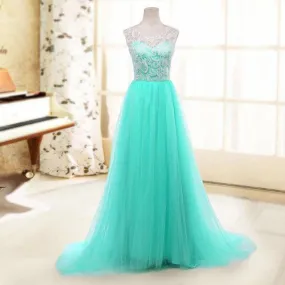 Lace Mesh Empire Floor Length Party Dress