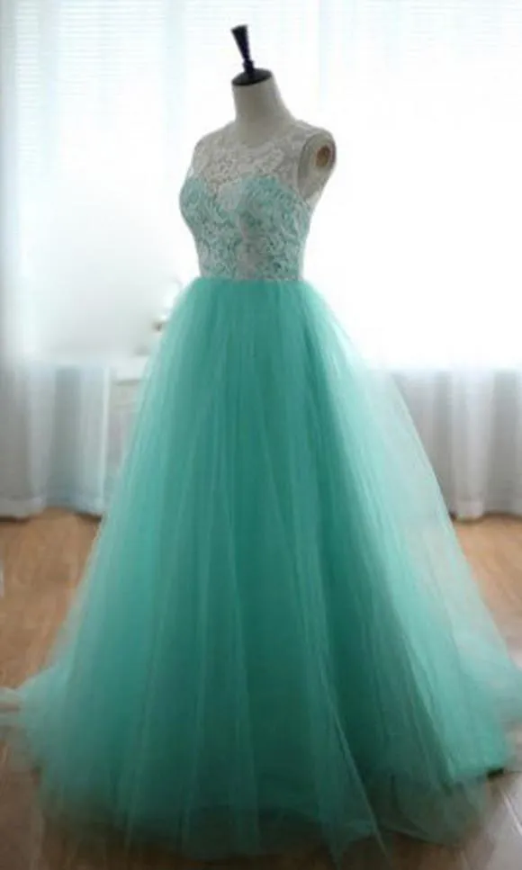 Lace Mesh Empire Floor Length Party Dress