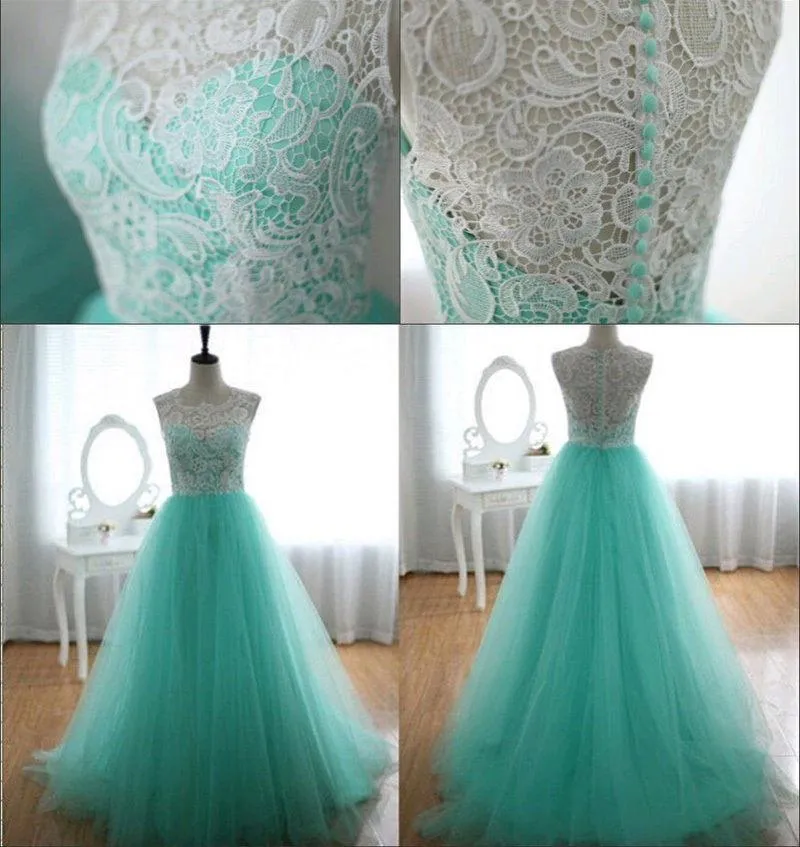 Lace Mesh Empire Floor Length Party Dress