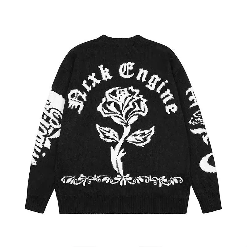 Ladies Letter Knit Sweater Couple Tops