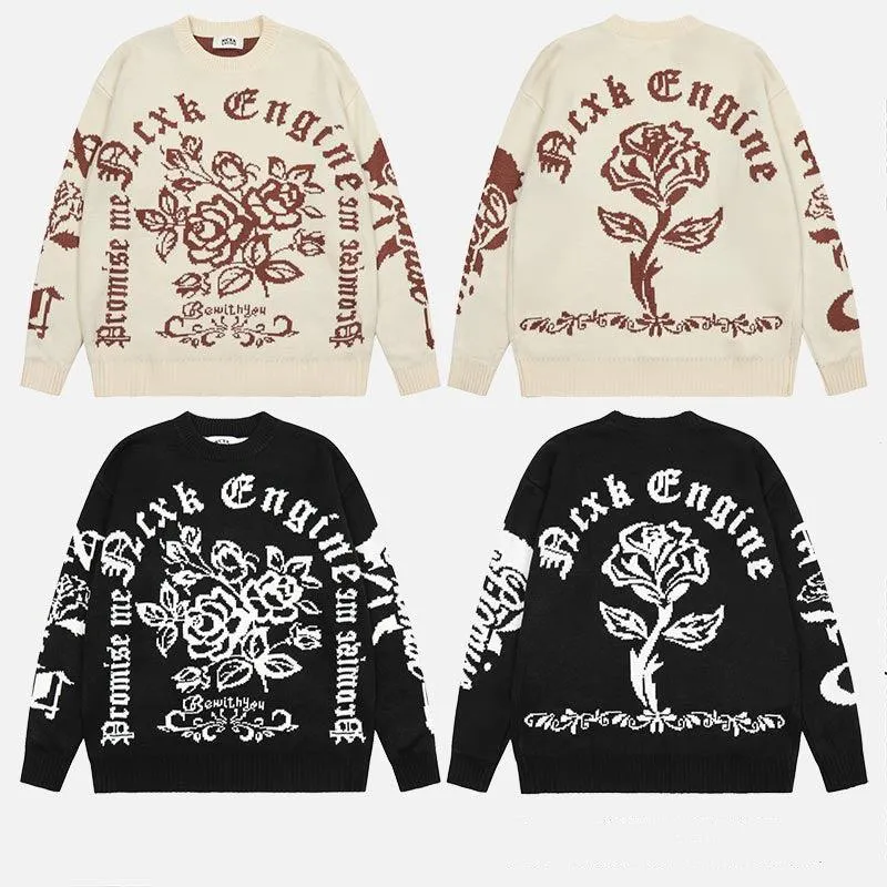 Ladies Letter Knit Sweater Couple Tops