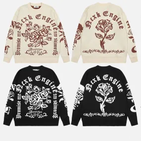 Ladies Letter Knit Sweater Couple Tops