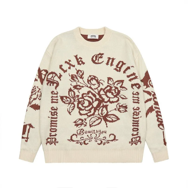 Ladies Letter Knit Sweater Couple Tops