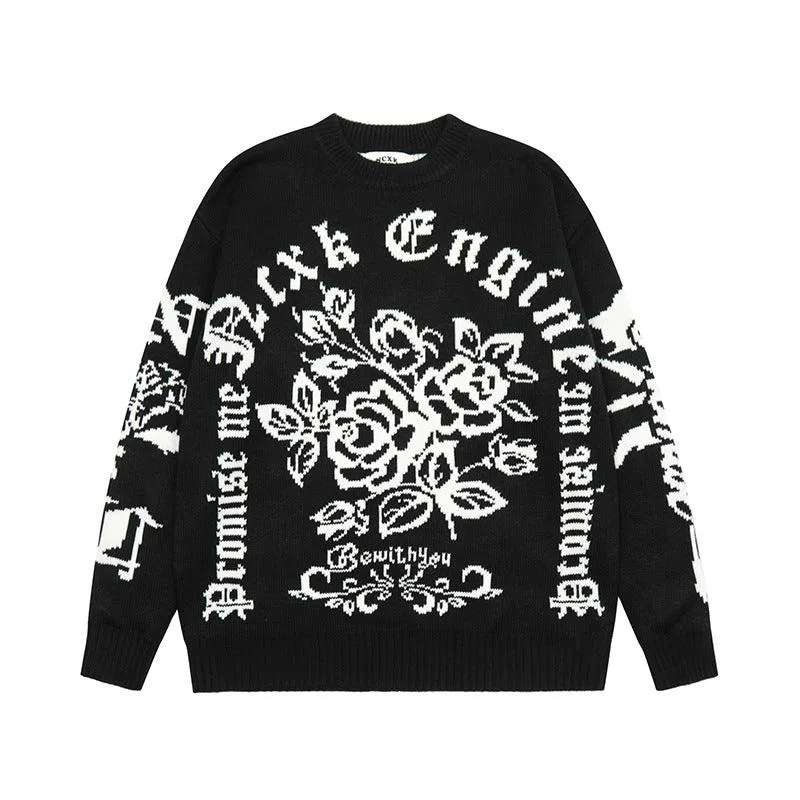 Ladies Letter Knit Sweater Couple Tops