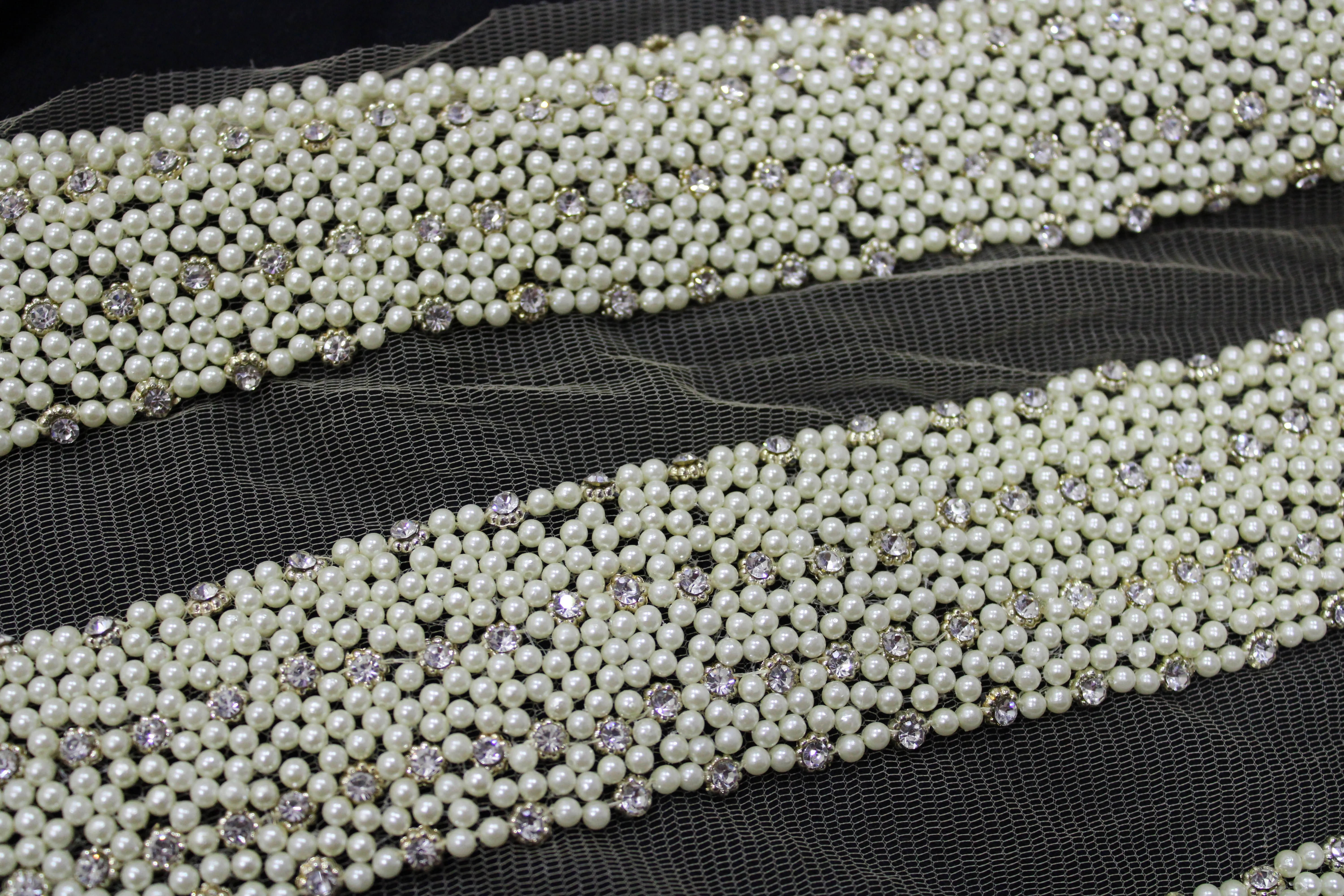 Light Cream Embellished Handwork Trim