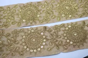 Light Golden Fancy Sequence Work Trim