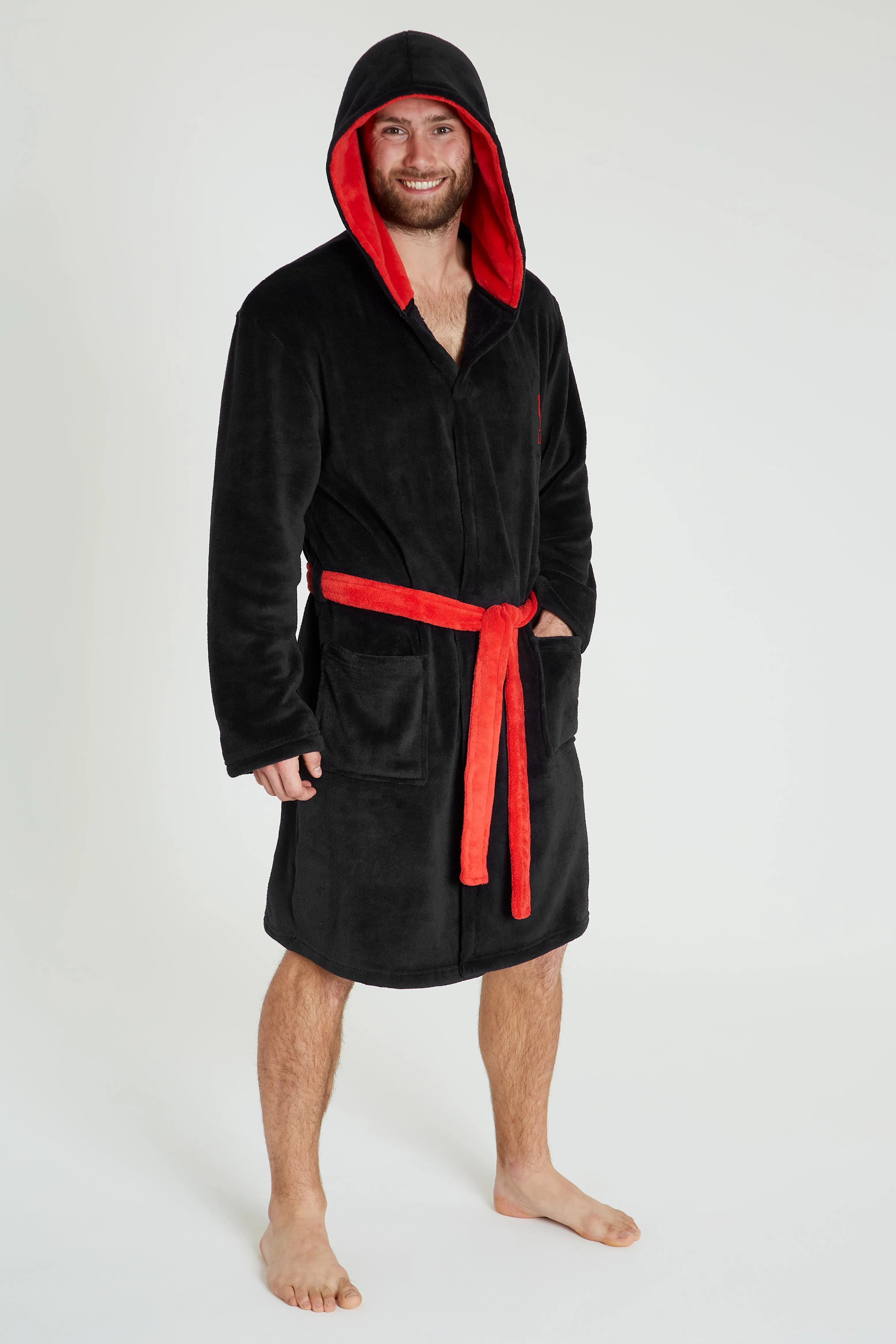 Liverpool F.C. Dressing Gown for Men, Mens Fleece Hooded Robe, Football Gifts