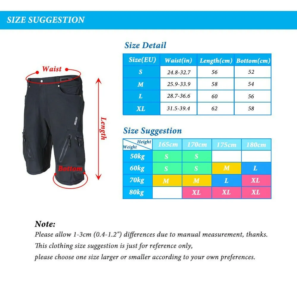 Lixada Baggy Shorts Cycling Biking Pants Breathable Sports Loose Fit Shorts Outdoor Casual Cycling Running Clothes with Zippered Pockets