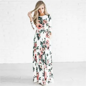Long Sleeves Floral Pocket Dress