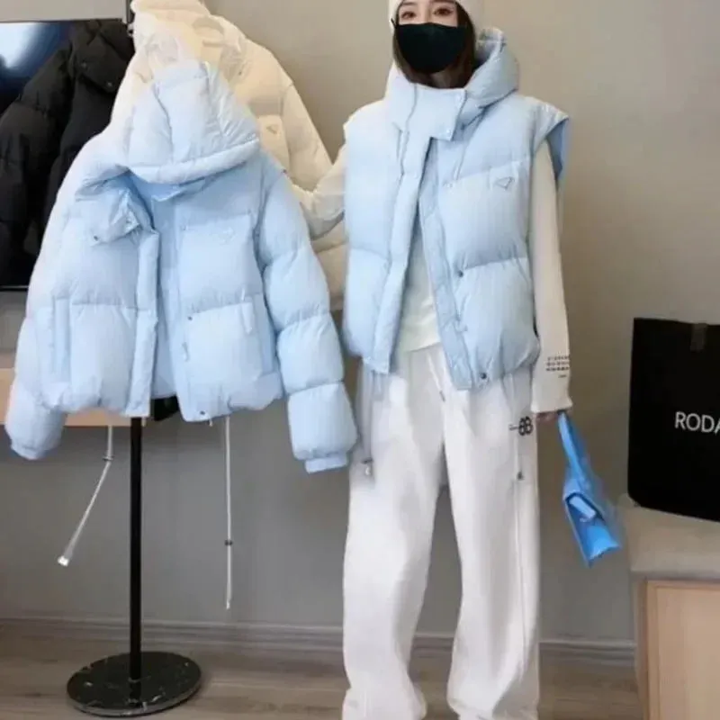 LVSANW 2025 New Desleeved Two-wear Parkas Short-cut Hooded Cotton-padded Women's Warm Jacket Bread Coat