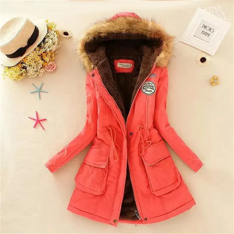 LVSANW Thick Warm Faux Fur Hooded Padded Coat 3XL Casual Slim Jacket Female Spring Autumn Winter Jacket Women Parkas Parka Mujer