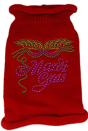 Mardi Gras Rhinestud Knit Pet Sweater XS Red