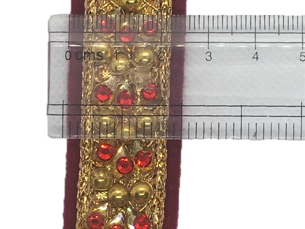 Maroon Golden Designer Stone Work Embroidered Border