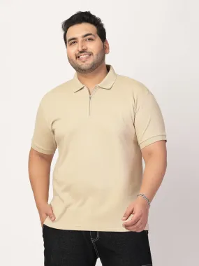 Men Half Zipper Polo Collar Cotton T-shirt