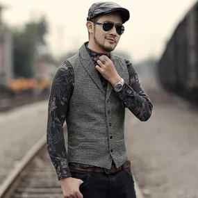 Men's Autumn Casual Woolen Plaid Vest