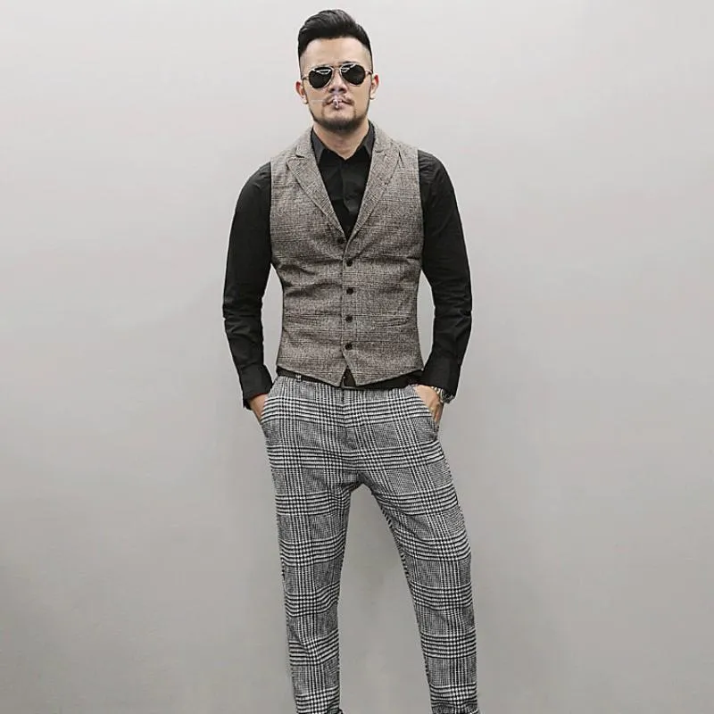 Men's Autumn Casual Woolen Plaid Vest