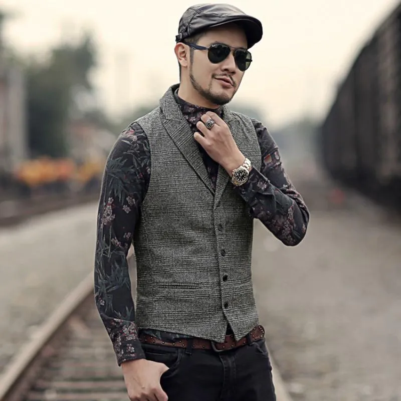 Men's Autumn Casual Woolen Plaid Vest