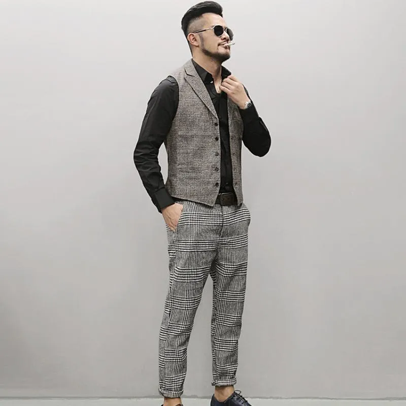 Men's Autumn Casual Woolen Plaid Vest
