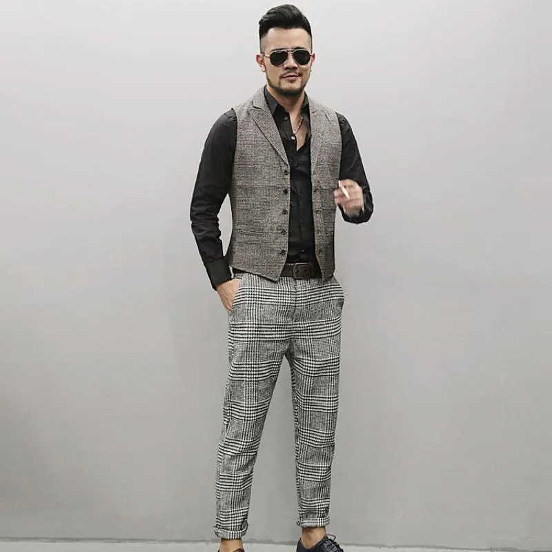 Men's Autumn Casual Woolen Plaid Vest