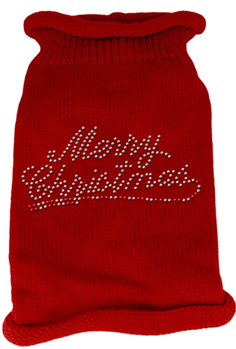 Merry Christmas Rhinestone Knit Pet Sweater XXL Red